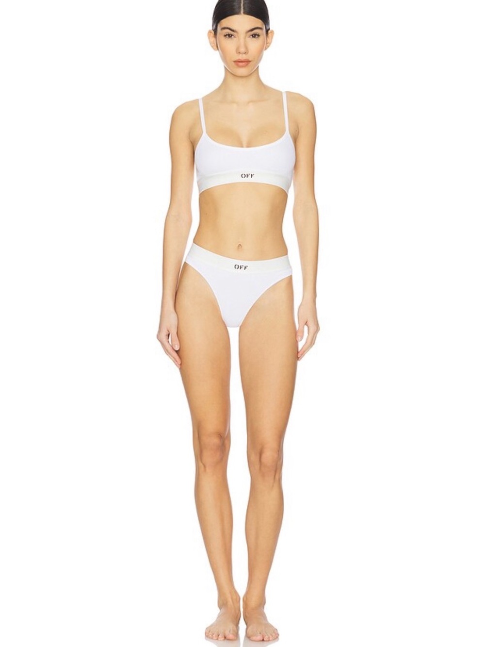 Off Rib Bralette in White & Black